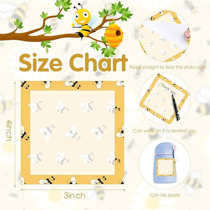 9 Pieces Bee Sticky Notes Adhesive Bee Memo Notes Self-Stick Note Pads for Spring Summer School Office Home Supplies Students Teachers Presents, 9 Styles