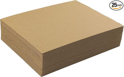 Mat Board Center, 25 pack 8.5x11 Brown Cardboard sheet, 1/8 inch thick, Flat Corrugated Cardboard Inserts for Packing, Shipping, Mailing, Cardboard Backing, Art Craft Card Board