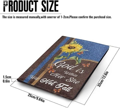 Sunflower Zipper Print Padfolio Clipboard Folio Folder Writing Notepad Pad Folder A4 PU Leather Portfolio Organizer for Business Interview Resume Training