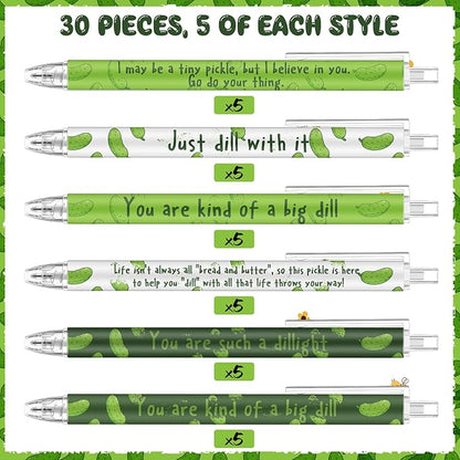 Jetec 30 Pcs Pickle Pens Gifts Inspirational Cute Ballpoint Pens Bulk Motivational Employee Appreciation Gifts Black Ink for Pickle Lovers Coworkers Thank You Coworkers