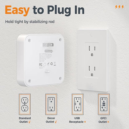 Surge Protector Outlet Extender, TESSAN Multi Plug Adapter with 4 Outlet Splitter and 3 USB (1 USB C), Multiple Plug Expander for Home Office Dorm Room Essentials