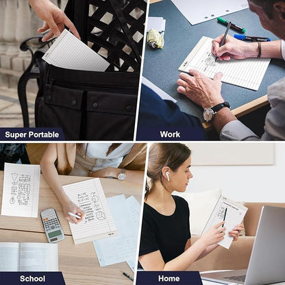 ViVin 5 x 8 Inch Note Pads, 12 Pack, Narrow Ruled, 50 Sheets Per Writing Pad, Perforated, Legal Pads Ideal for Home, Office, Business, 600 Sheets (12 Pack of 50)，White Paper