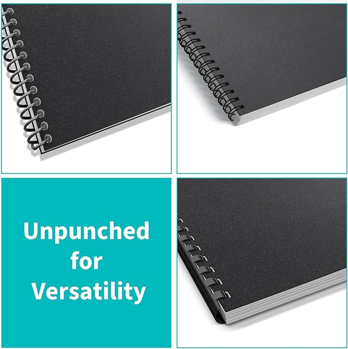 Binditek 10 Pack 20 Mil Sand-Textured Polycover - Super Heavyweight for Business Reports and Proposals - Lightly Textured Sand Finish - with Square Corners, Un-Punched, Black Color, Office Supplies