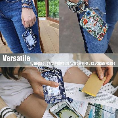 WONDERFUL FLOWER Lanyard Wallet, ID Holder, ID Wallet with Lanyard, Keychain Wallet for Women, Card Holder Wallet, Mini, Steel Gray