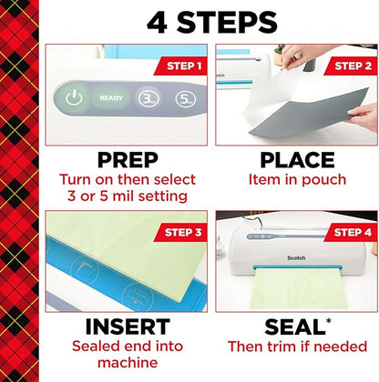 Scotch Thermal Laminating Pouches, 100 Count, Clear, 5 mil., Laminate Business Cards, Banners and Essays, Ideal Office or School Supplies, Fits Letter Sized (8.9 in. × 11.4 in.) Paper