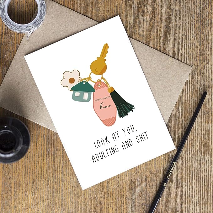 Spercy Funny Housewarming Card for Friends - Happy New Home, Rude Moving, New House Congratulation