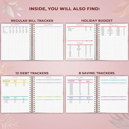 PLANBERRY Large Budget Planner & Monthly Bill Organizer with Pockets – Budgeting Book, Finance & Expense Tracker, 8.3x9.4″ (Rose Gold)