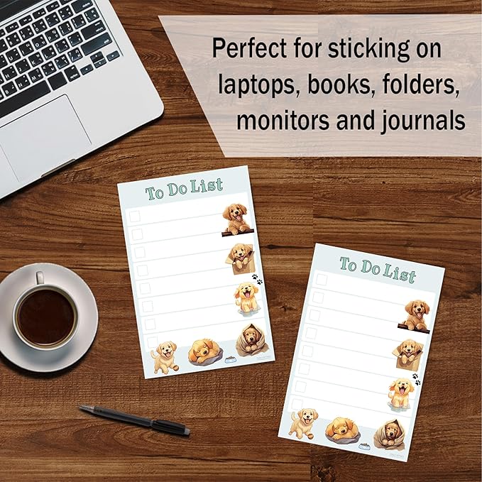 Golden Retriever Sticky Notepad to Do List | Kawaii Lover Gifts for Women | Office School Supply Dog Sticky Notes 4"x6" 50 Pages