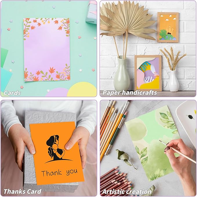 4" x 6" Cardstock, 200 Pack Colorful Thick Paper Cardstock Blank Colored Cards Stock for Invitations, Greeting Cards Making, Postcards, Photos, 250GSM Thick Paper Colorful