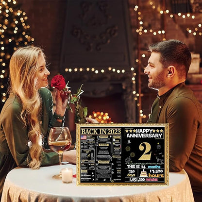 Joycard 2th Anniversary Card for Women Men, Gold Wedding Card for Wife Husband, Sweet Marriage Decorations Gifts for Couple, Perfect for Her Him on Anniversary Day, Back in 2023