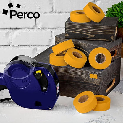 Perco 1 Line Fluorescent Orange Labels - 80 Rolls, 10 Sleeves, 80,000 Blank Price and Date Gun Labels for Perco 1 Line Price and Date Guns - Made in USA