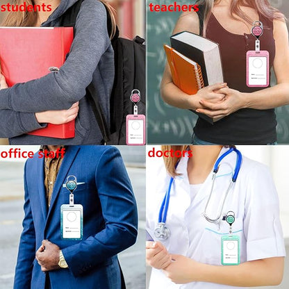 Pink Layard for Keys Funny Work ID Badge Holder Lanyard & Retractable Badge Reel Cute Key Lanyard for Women Girls Staff for ID Badges Aesthetic ID Card Holder Lanyard