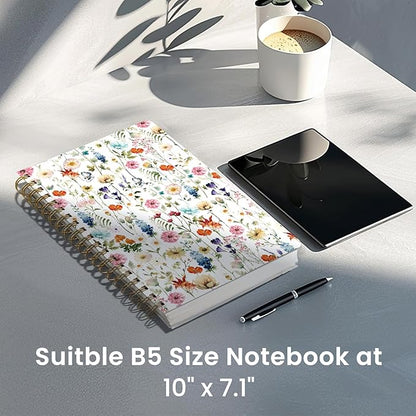 Lined Spiral Notebook Journal for Work, 300 Pages Thick B5 (7.1"x10") College Ruled Journal for Women & Writing, Hardcover Notebook for Note Taking, Perfect for Office Home School Supplies, Floral
