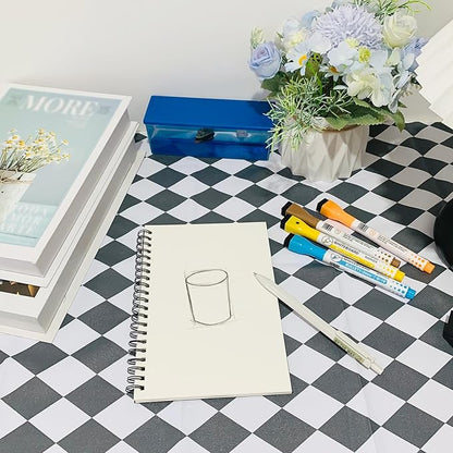 Blank Spiral Notebook, 3-Pack, Soft Cover, Sketch book, 100 Pages / 50 Sheets, 7.5 inch x 5.1 inch, 100GSM, (Black)
