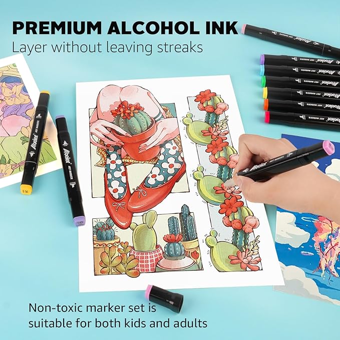 262 Colors Alcohol Markers Set, Dual Tips Blender Art Markers for Drawing, Permanent Sketch Markers for Kids adult coloring, Alcohol Based Markers, Adults Coloring and Artist Illustration.