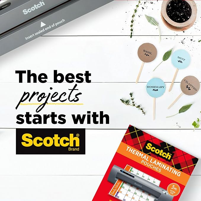 Scotch Thermal Laminating Pouches, 100 Count, Clear, 5 mil., Laminate Business Cards, Banners and Essays, Ideal Office or School Supplies, Fits Letter Sized (8.9 in. × 11.4 in.) Paper