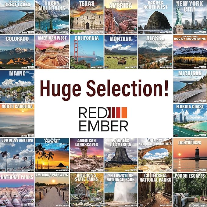 RED EMBER Select - Untamed & Scenic Rocky Mountains 2025 Wall Calendar 12 Month | 12" x 24" Open | Thick & Sturdy Paper | Giftable | Calendar 2025