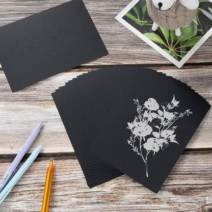 100 Pack Thick Paper Cardstock Blank Heavy Cards Stock for Invitations, Greeting Cards Making, Postcards, Photos, 250GSM Thick Paper (Black, 4x6 inches)
