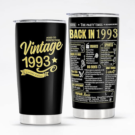Happy 31th Birthday Tumblers Gifts for Men Women, Back in 1993 Stainless Steel Tumblers Gifts, 1993 31 Years Old Birthday Gift For Wife Husband Mom Dad