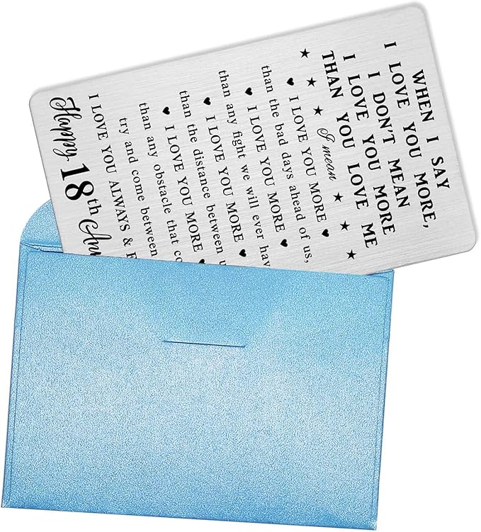 CPLJW 18th Anniversary Wallet Card Gifts for Him Husband, 18 Year yr Anniversary Romantic Card Gifts for Men