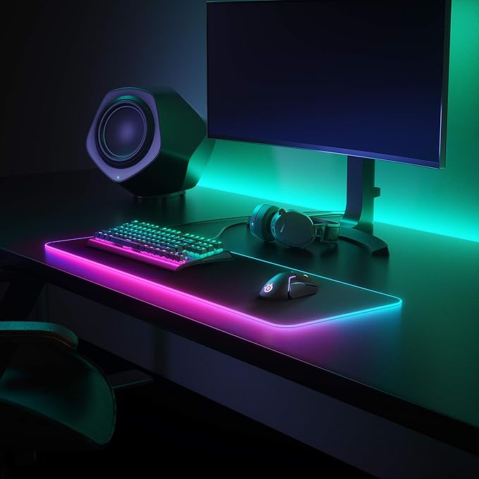 SteelSeries QcK Gaming Mouse Pad - XL RGB Prism Cloth - Sized to Cover Desks
