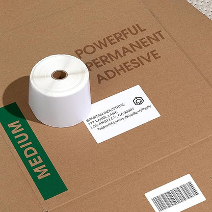 Spartan Industrial - 1 1/2" X 1" Direct Thermal Barcode Labels Compatible with Rollo, Zebra, and Other Desktop Label Printers (10 Rolls, 1300/Roll)