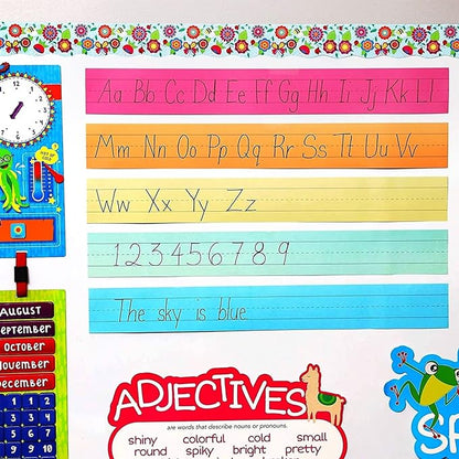 Juvale Colored Sentence Strips for Teacher Supplies, Classroom, Lined Paper Borders for Writing Words (5 Colors, 3 x 24 Inch) - 100 Pack