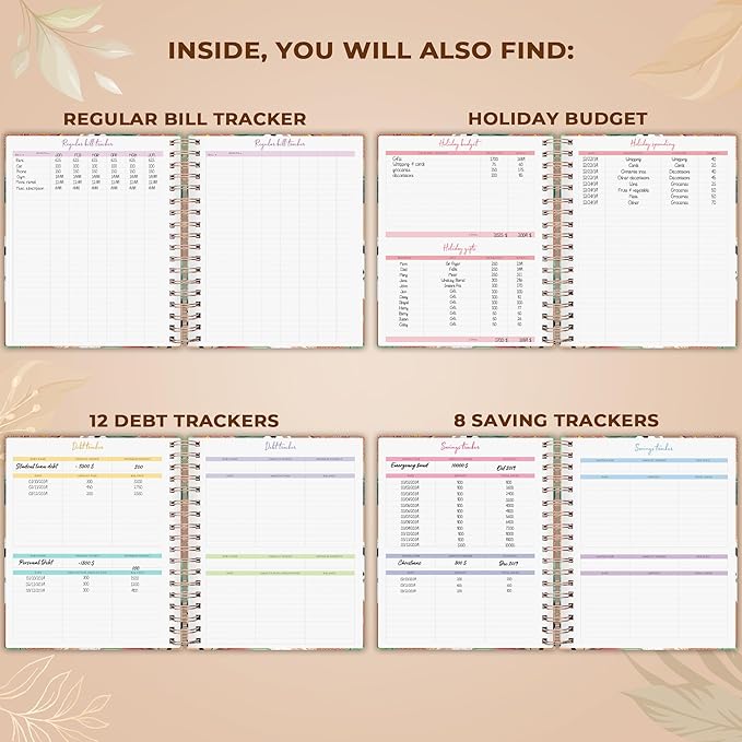 PLANBERRY Large Budget Planner & Monthly Bill Organizer with Pockets – Home Finance & Bill Payment Organizer – Budgeting Book with Income & Expense Tracker – 8.3″ x 9.4″ Hardcover (African Terracotta)