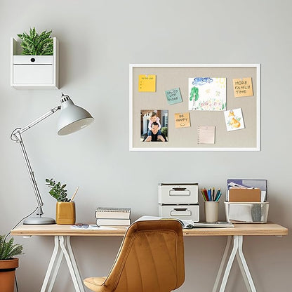 Cork Board with Linen White,Bulletin Board 30"x20" Hanging Corkboards for Office Home School Message Board or Vision Board Decoration.