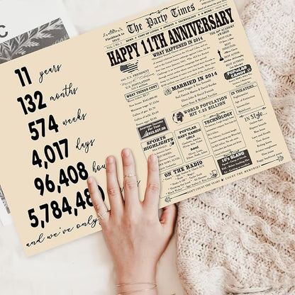 YiKaLus Happy 11th Anniversary Card for Him Her, Romantic 11 Year Wedding Gifts for Husband Wife, Steel 12th Aday Gift Card for Women Men