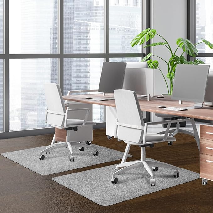 SHAREWIN Office Chair Mat for Hardwood/Tile Floor, 47"x36" Computer Gaming Chair Mat, Under Desk Low Pile Office Rug, Easy-Clean Floor Protector Mat, Light Grey