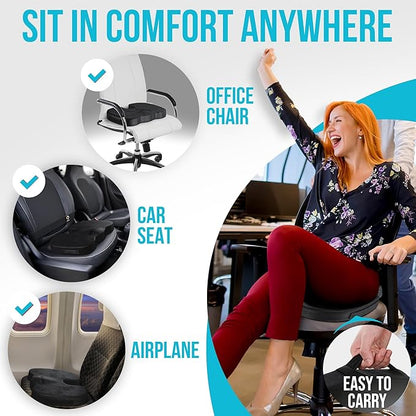 FORTEM Seat Cushion and Lumbar Support for Office Chair, Desk Chair Cushion, Memory Foam Office Chair Cushion, Non Slip Sitting and Back Pillow for Gaming, Car Seat Cushion, Chair Pad