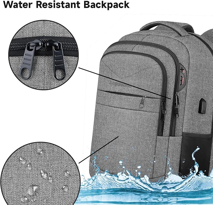 Lapsouno Extra Large Laptop Backpack, Travel Backpack, 17 Inch Carry on Backpack, Anti-Theft College School Computer Backpack with USB Port, Gift for Men Women,Grey