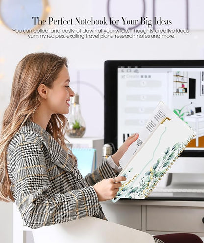 Aesthetic Spiral Notebook Journal for Women, 200 Pages Lined Notebooks 8.5” x 11”, A4 Large Hardcover Spiral Journals with 100 GSM Thick Paper, Cute College Ruled Notebook for Writing Work School
