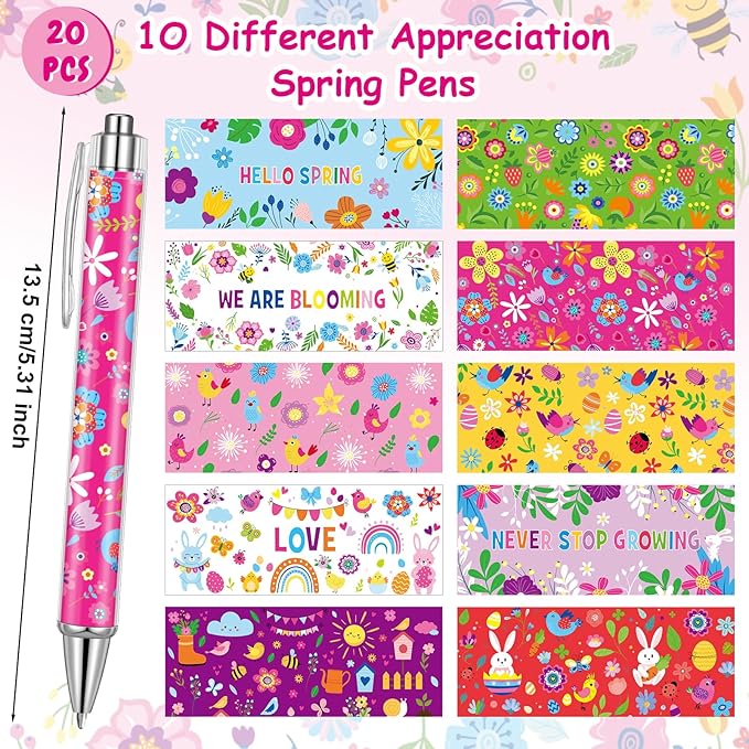 Geyee 40 Pcs Flower Theme Sticky Notes and Pens Set, Floral Memo Pads Colorful Flower Ballpoint Pens Foral Party Gift Supplies for Student Classroom School Theme Birthday Party Gift Favors