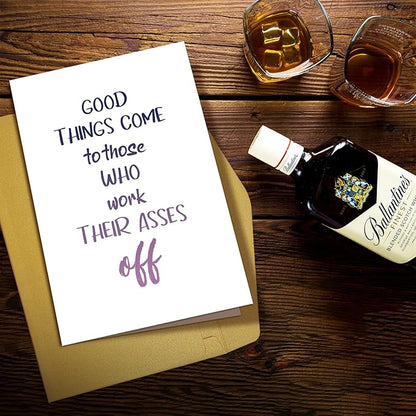 Supoeguk Funny Inspirational Work Hard Card, Congratulations on Promotion, New Job, Graduation, Good Things Come