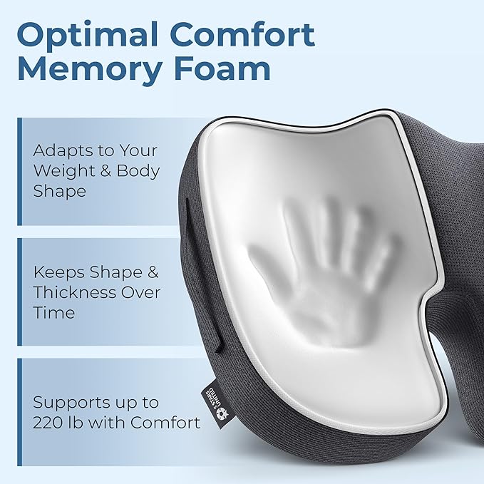 5 STARS UNITED Seat Cushion for Desk Chair - Tailbone, Coccyx Sciatica Pain Relief - Office Chair Cushions - Wheelchair Cushions - Car Seat Cushions - Pressure Relief Lifting Cushions