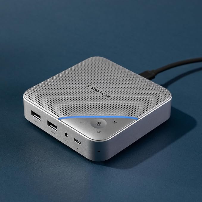 SideTrak Speakerphone Hub | Portable Audio Docking Station with 360° Sound Input and Smart Noise Cancellation | Conference Speaker and Microphone | Office Speaker and Speakerphone for Laptop