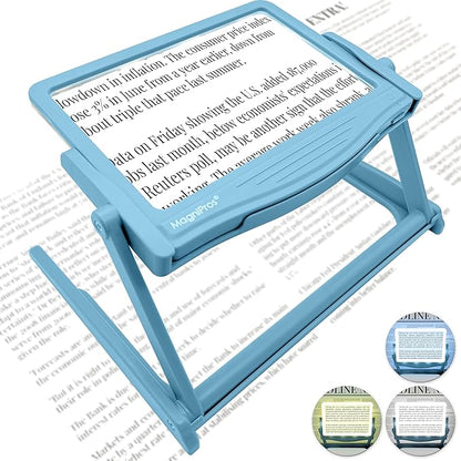 MAGNIPROS 5X Large LED Hands-Free Full Page Magnifying Glass with Detachable Stand & 3 Stepless Color Modes to Reduce Eye Strain, Ideal for Reading Small Prints, Crafting, Low Vision & Seniors