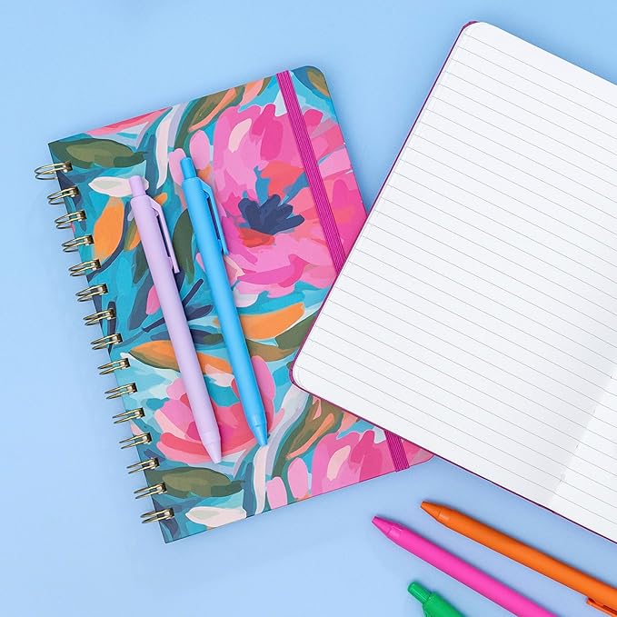 PAPERAGE Lined Spiral Journal Notebook, (Navy), 3 Pack, 160 Pages, Medium 5.7 inches x 8 inches - 100 GSM Thick Paper, Hardcover, Double-Wire Spiral Journal & Notebook