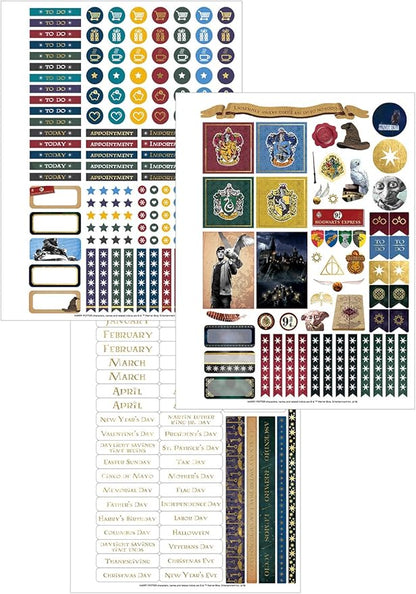 Paper House Productions Harry Potter 12 Month Undated 9.5" Planner with Month and Event Flag Stickers - Hogwarts at Night