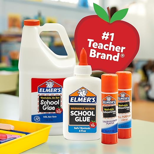 Elmer's Disappearing Purple School Glue Sticks, Child-Friendly, Acid-Free and Washable - 7 Grams, Pack of 30
