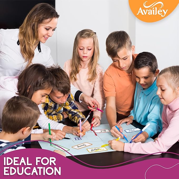 Availey 40 Pieces (3 x 2") - Colored Border Magnetic Dry Erase Labels - Reusable Strips for Classroom Home Office Garage - Refrigerator Blank Writable Erasable Cards - Name Tags Students Locker Shelf