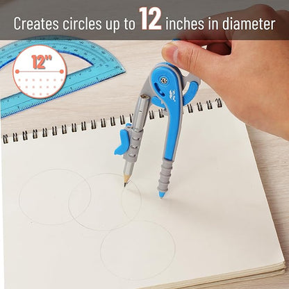 Mr. Pen- Compass and Protractor Set, Blue, Compass Geometry Tool, Protractor and Compass Set, Compass Drawing Tool, Drawing Compass, Protractor Set, Geometry Compass, Math Compass for Geometry