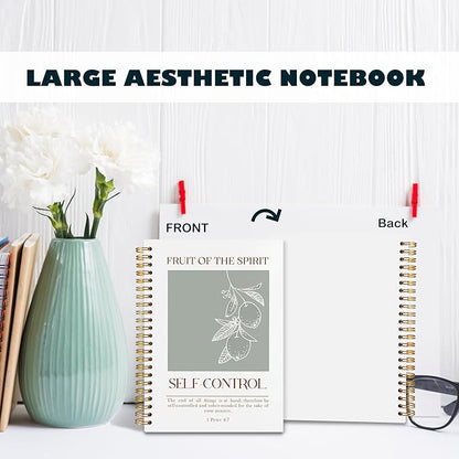 BearCake Fruit of the Spirit Self-Control Christian Notebook Journal, Christian Gifts for Women, Bible Notebooks for Note Taking, Bible Journaling Notebook, Hardcover Spiral Notebook 5.5x8.3