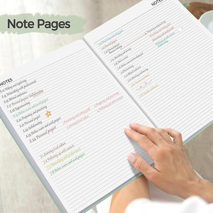 SUNEE 2025 Weekly & Monthly Hardcover Planner 8" x 11" - 12 Month (January 2025 - December 2025), Small Hardcover Planner, Pocket, Notes, 100 GSM Paper, Sage Green