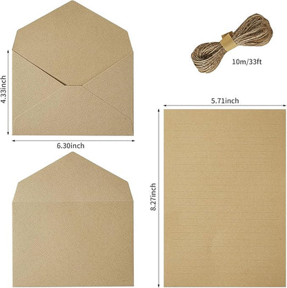 10 Pack Best Paper and Heavyweight Envelopes Set, 6.30 X 4.33 Inches Envelopes with Jute Rope for Office, Wedding Gift Cards, Invitations, Graduation, Baby Shower, DIY Cards (Multicolor-10pack)