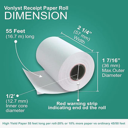 Receipt Paper Roll for Valor Paytech VL 110 and VL 500 Credit Card Machine (10 Rolls)