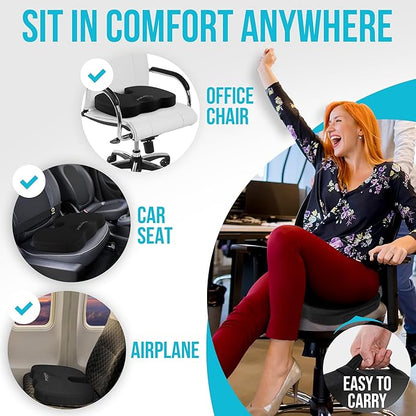 FORTEM Seat Cushion and Lumbar Support for Office Chair, Desk Chair Cushion, Memory Foam Office Chair Cushion, Non Slip Sitting and Back Pillow for Gaming, Car Seat Cushion, Chair Pad, XL