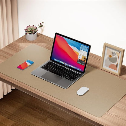Boutilon Leather Desk Pad 24"x 14" Non-Slip Mouse Pad,Office Desk Mat,Waterprooft PU Leather Desk Blotter,Desk Pad Protector,Desk Writing Pad for Home Office Decor (S-Beige)